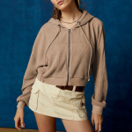 Naiste vabaaja dressipluus kapuutsiga lukuga kardigan vahvliga &uuml;hev&auml;rviline l&uuml;hike mantel S sinine