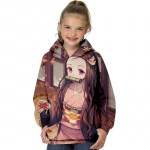 Laste t&uuml;drukute kapuuts Deemon Slayer pikkade varrukatega 3D-print Anime tasku Roheline lilla roosa laste topid S&uuml;giskevadel Moodsad t&auml;navar&otilde;ivad 150