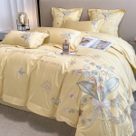 Kerge luksuslik kahepoolne 100 puhtast puuvillast tikitud pika klambriga puuvillane v&auml;ike v&auml;rske puuvillane neljaosaline tekikott 1.5m bed sheet 4pcs