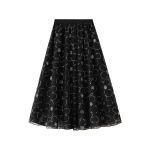 Qoothi ​​naiste haldjas l&auml;ikiv lilleline v&otilde;rk seelik Elegantne elastne v&ouml;&ouml;koht pikk t&uuml;ll A-line seelik QT2297 One Size must