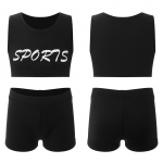 2tk Spordir&otilde;ivad Lastele T&uuml;drukutele Varrukateta &Uuml;markaelus Tr&uuml;kitud Crop Top l&uuml;hikeste p&uuml;kstega 3-4 Years fluorestseeruv roheline v&auml;rv