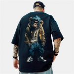 T-s&auml;rk meeste 3D DJ Monkey Print T-s&auml;rk Top Pullover Suvine vintage mood vabaaja t&auml;navar&otilde;ivad Suured meeste riided 5XL