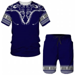 Suvine 2-osaline komplekt Aafrika printiga T-s&auml;rk + l&uuml;hikesed p&uuml;ksid &uuml;likond Vintage Africa Dashiki Enthic Style riided Meeste/naiste vabaaja dressi&uuml;likond XL