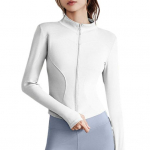 Naiste Spordi Top Stand Kaelus T&otilde;mblukk Sulgur Kardigan Higine Absorptsiooni Pehme Hingav &Otilde;huke Elastne Slim Fit Pikad varrukad Quick Dry Lady Jogging S roosa
