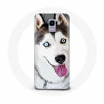 &Uuml;mbris Samsung Galaxy J6 2018 White Siberian Husky Blue Eyes jaoks