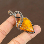 Natural Baltic Amber Gemstone Handmade Copper Wire Wrap Pendant 2.44 q7v37