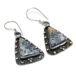 Natural Maligano Jasper,White Topaz Stone 925 Sterling Silver Earring 1.93 u6h43