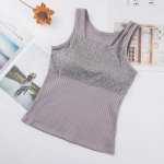 Vest Juhtmeta hingav vest rinnapadjaga, keermestatud puuvillase pitsiga, spordi kodu joogavest naistele M roosa