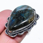 Natural Labradorite Gemstone Handmade 925 Sterling Silver Ring Size 7 m1j87