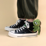Amy ja Michael Anime Dinosaurused Tossud Moodsed Mustad K&otilde;rged Topid L&otilde;uendist kingad Vabaaja Dino Plimsollid Armsad Naise Vulcanize Kingad 40