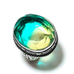 Natural Bi-Color Tourmaline Handmade 925 Sterling Silver Ring Size 7.5 s8f36