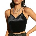 Liblikad Tikitud Sling Vest Naiste Seksikas V-kaelusega varrukateta topp &uuml;hev&auml;rviline Slim Fit Short Club Camisole S must
