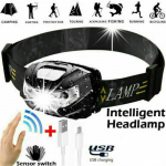 Veekindel esituli Super Bright Head taskulamp LED USB-esilatern Telkimine must