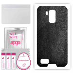 apgo Protective Skin Sticker for the back compatible with Ulefone Armor X7 Pro, Wrap Film, Foil, Vinyl - Pattern Black Leather
