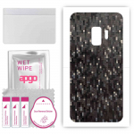 apgo Protective Skin Sticker for the back compatible with Samsung Galaxy S9, Wrap Film, Foil, Vinyl - Pattern Carbon Black Pixel