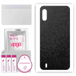apgo Protective Skin Sticker for the back compatible with Wiko Y81, Wrap Film, Foil, Vinyl - Pattern Black Honeycomb