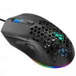 HXSJ X300 RGB m&auml;nguhiir taustavalgustusega juhtmega ergonoomiline 6 nupuga programmeeritav hiir makrosalvestuse ja rulli kiiruse seadistusega 7200 DPI WIRED must