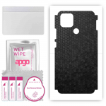 apgo Protective Skin Sticker for the back+sides compatible with Oppo A15, Full Wrap Film, Foil, Vinyl - Pattern Black Honeycomb