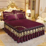 1 tk Crystal Velvet voodikate Plush pitsvoodi seelikud &Otilde;hukesed lohutav tikitud voodipesu koos padjap&uuml;&uuml;ridega Queen Kingi suurusele 150x200cm 1pc