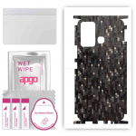 apgo Protective Skin Sticker for the back+sides compatible with Infinix Hot 12 Play, Full Wrap Film, Foil, Vinyl - Pattern Carbon Black Pixel