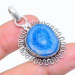 Natural Blue Solar Quartz Gemstone 925 Sterling Silver Pendant 1.65 u1n55