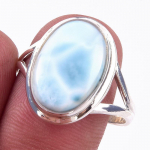Natural Republic Larimar Gemstone K&auml;sit&ouml;&ouml; 925 Sterling H&otilde;be S&otilde;rmus Suurus 10 g6M95