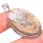 Natural Plume Root Jasper Gemstone 925 Sterling Silver Pendant 2.05 u5f02