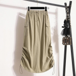 DX~~Suvine uus lihtne ja moodne vabaaja mitmek&uuml;lgne k&otilde;rge v&ouml;&ouml;kohaga &otilde;huke n&ouml;&ouml;riga t&ouml;&ouml;kleit Keskmise pikkusega poolpikk seelik naistele One size must