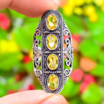 Citrine Gemstone Handmade 925 Sterling Silver Jewelry Ring Size 7 f9q81