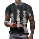 Naljakas male Malelaud Must-valge 3D Prindiga Meeste T-s&auml;rgid Suvised Harajuku vabaaja t&auml;navar&otilde;ivad T-s&auml;rgid Unisex &uuml;lisuured riided 2XL