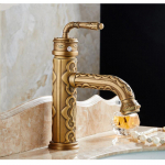 Valamu segistid Tahke messingist vanaaegne antiikne vannitoa segisti &uuml;he k&auml;epidemega 360 kraadi p&ouml;&ouml;rlev tila Kuuma k&uuml;lma vee kraanikausi segisti Brass