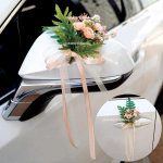 4 TK Kunstlille Kaunistus V&auml;ljas Auto Peegel Uks Romantiline Lilleline Pulmadekor Pael V&otilde;lslille Kaunistustarvikud