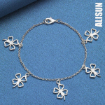 925 h&otilde;bedane neljaleheline kolmeleheline ripats kett K&auml;ev&otilde;ru Moodsad pulmaehted 20CM