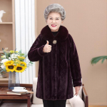 Keskealised eakad naiste naaritsast sametmantel Vanaema talvine karusnahast jope Noble Mother kunstkarusnahast mantel Soe Parkas XXXXXL lilla