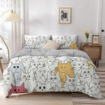 Cartoon Cat tekikott Cartoon Animal Print voodipesu komplekt koos padjap&uuml;&uuml;riga 2/3 tk voodikatte komplekt magamistoa sisekujunduseks 135x200cm 2pcs