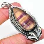 Natural Fluorite Gemstone Handmade 925 Sterling Silver Pendant 2.99 k4y94