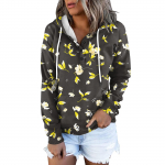 Naiste mood Slim Fit pikkade varrukatega lillemustriga kapuutsiga dressipluus XXL must
