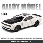 2024 Uus simulatsioon 1:24 Dodge Challenger Hellcat Redeye Sulamist Automa Mudel Heli ja Valgusega Laste M&auml;nguasi S&uuml;nnip&auml;evakingitus Miniatuurne Auto valge