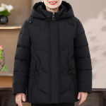 Suures suuruses 2XL-7XL Keskealised naiste talvemantlid Kapuutsiga Paksud soojad l&uuml;hikesed parkad Elegantsed avarad &uuml;ler&otilde;ivad Naiste jakid 3XL must