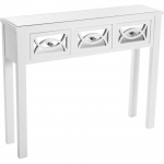Konsoll - VERSA - Miska - 3 sahtlit - Valge - Puit - Peegelpinnaga pealmine plaat valge