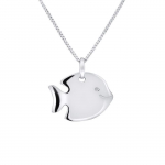 Pendentif Enfants - L&Eacute;A & ARTHUR - Motif 'POISSON' - Or Blanc 375 - Bijou Anallergique - &Eacute;crin Prestige