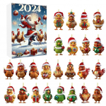 2024. aasta j&otilde;ulude advendikalender, kana j&otilde;uluvana m&uuml;tsidega, kana j&otilde;ulupuukaunistus, 24 p&auml;eva j&otilde;ulude advendikalender style 1