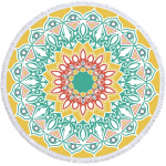 Mandala geomeetriline &uuml;mmargune rannar&auml;tik Tutid Bohemia mikrokiust vannidu&scaron;ir&auml;tik t&auml;iskasvanutele, pikniku joogamatt, tekk, kate 150x150cm
