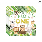 Metsik One Jungle Safari S&uuml;nnip&auml;evapeo &Uuml;hekordsete lauan&otilde;ude komplekt Laudlina Džungliloomad L&otilde;vitaldrikud Babyshower Peokaunistus