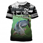 Catfish Fishing Camo kohandatud 3D prinditud meeste t-s&auml;rk Lahe suvine vabaaja stiilis Unisex T-s&auml;rk kingitus kalurile L