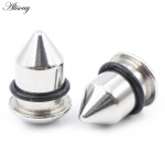 Alisouy 2 TK Roostevabast Terasest Naastud Koonus K&otilde;rvavenituspulgad Koonuslikud Plugid Tunnel Laiendaja Venitaja K&otilde;rvar&otilde;ngad Augustamine Kehaehted 1.6mm h&otilde;be