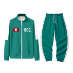 Squid Games II hooaeg Pusa t&otilde;mblukuga p&uuml;stkrae pikkade varrukatega number tr&uuml;kkimine Kontrastv&auml;rviline jope TV tegelane spordir&otilde;ivad elastne v&ouml;&ouml;koht XL O