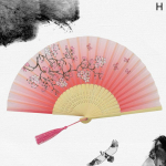 Vintage Hiina stiilis kokkuklapitav ventilaator bambusest k&auml;sitsi ventilaator puidust varrega klassikaline H