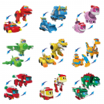 9 tk/komplekt Min Gogo Dino Deformatsioonirobot Dinosaurusm&auml;nguasjaks Tegevuskujud Muunduv auto Lennuk Kiirpaat Kraana m&auml;nguasjad