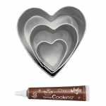 Stylo chocolat + 3 mini emporte-pi&egrave;ces inox Coeurs